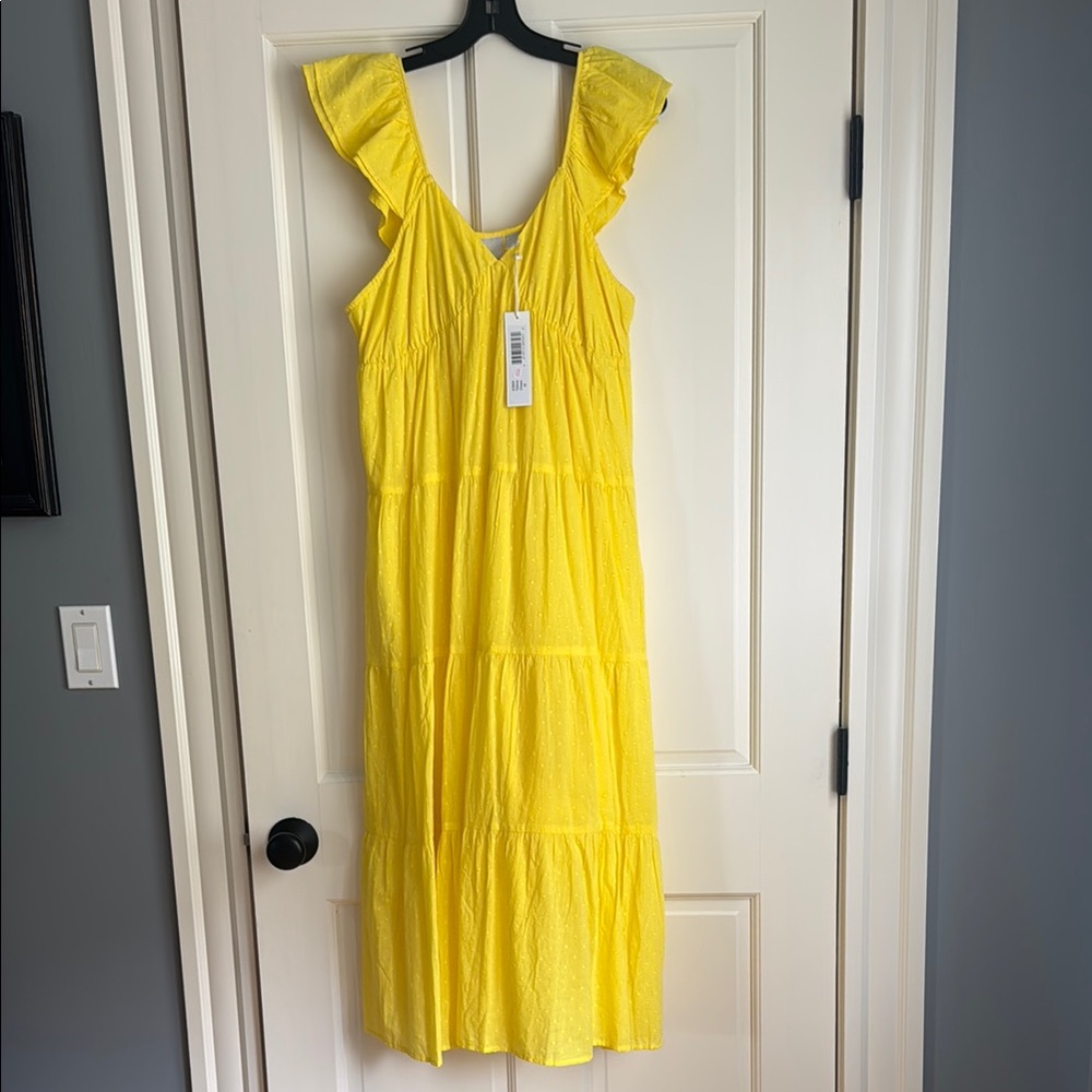 Yellow Ruffled Sleeveless Dress